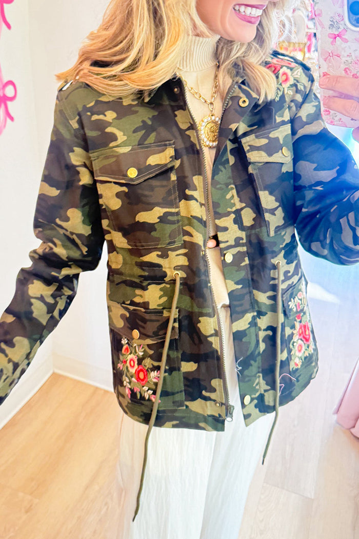 Camo Floral Embroidered Jacket