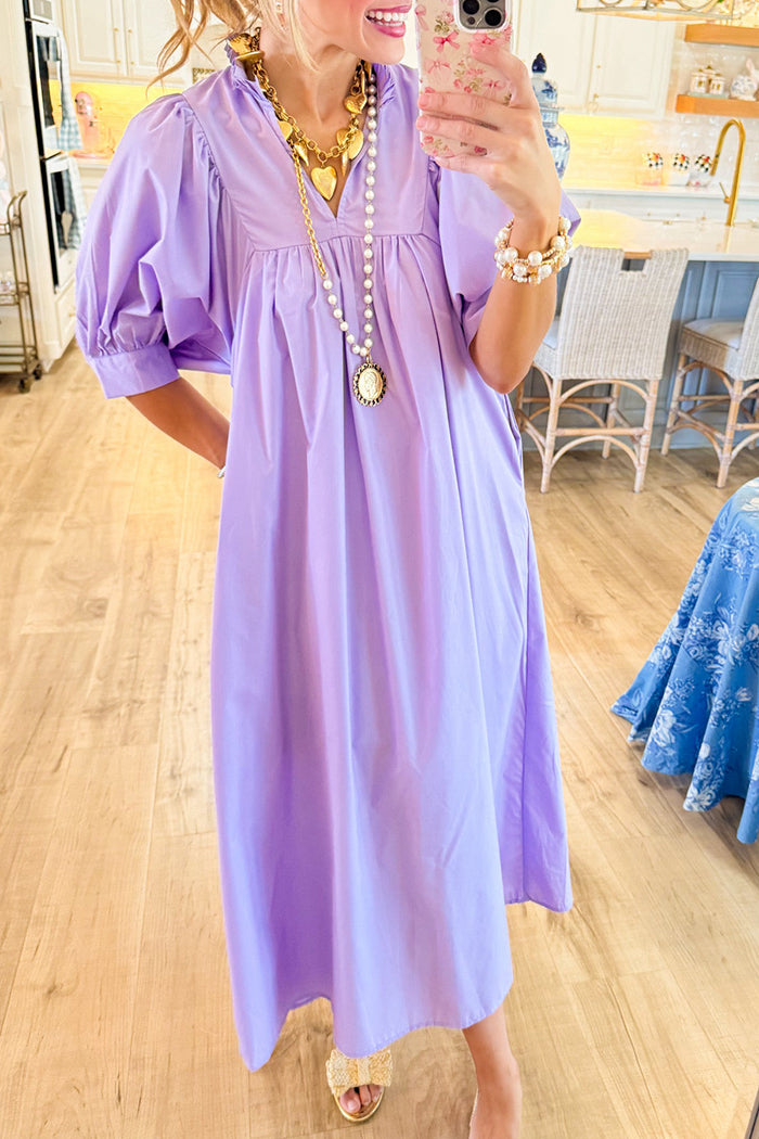 Puff Sleeve Midi Dress
