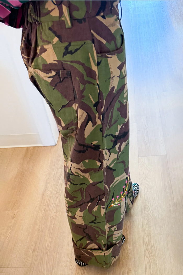 Camo Wide Leg Twill Pants