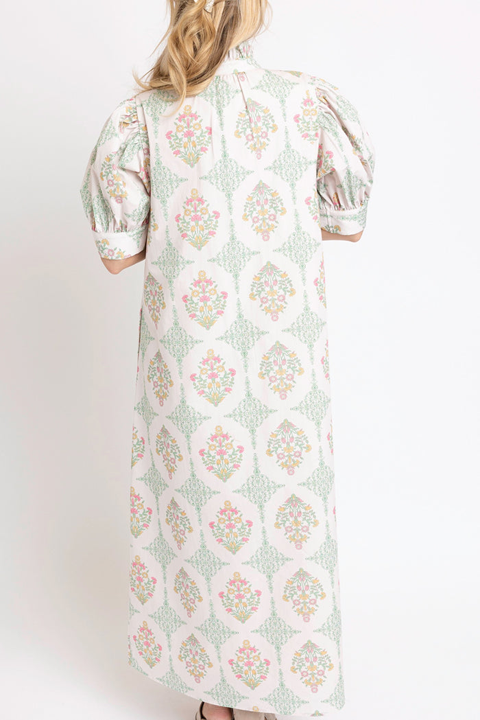 Floral Ruffle Neck Maxi Dress