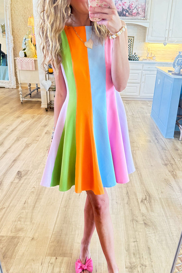 Multi Striped Sleeveless Dress