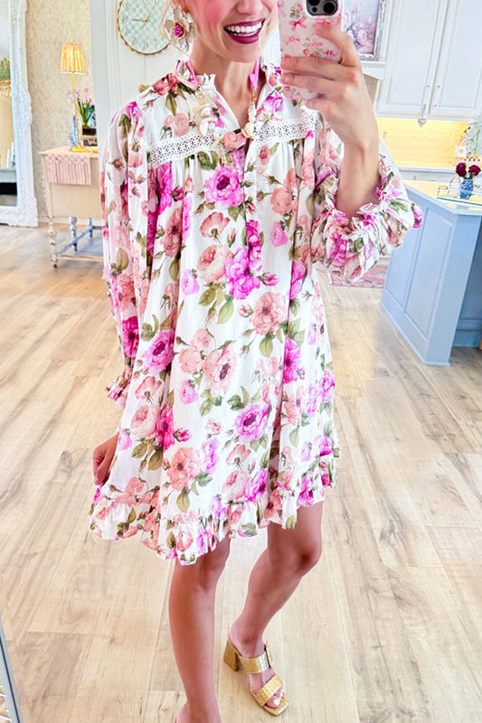 Floral 3/4 Sleeve Mini Dress