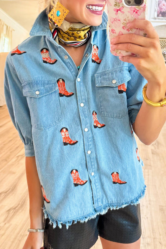 Button Pocket Red Boot Top