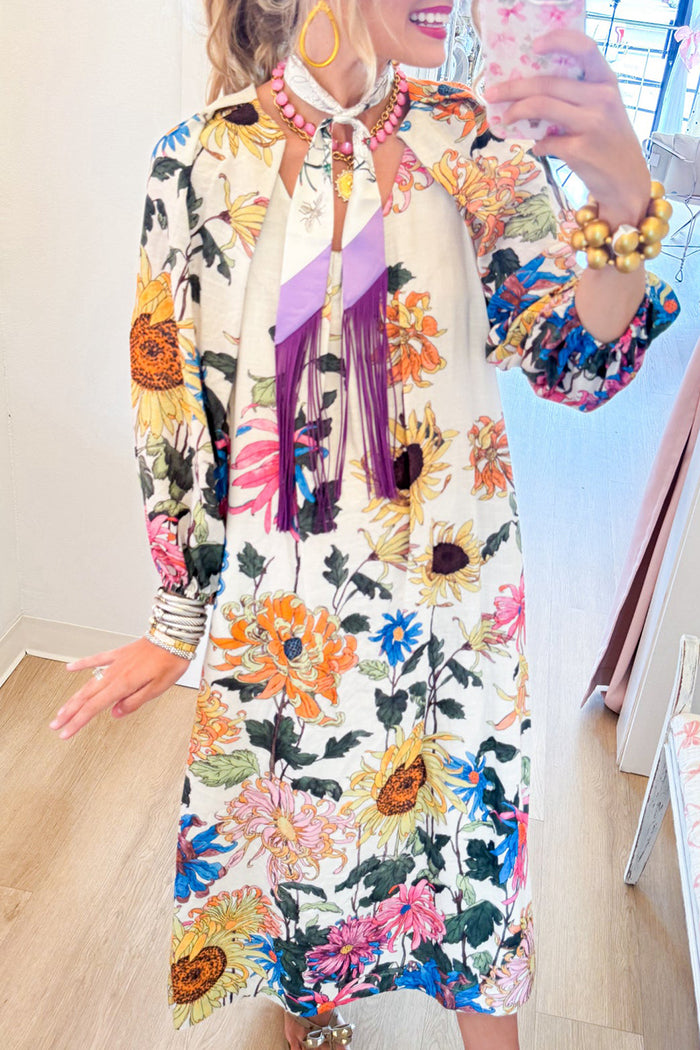 Balloon Sleeve Floral Garden Maxi Dress