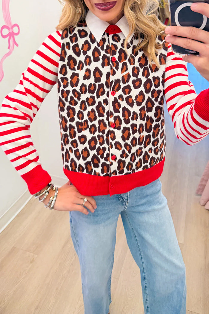 Leopard Stripe Combo Cardigan