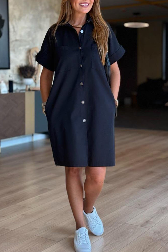 Casual Button Front Shirt Dress