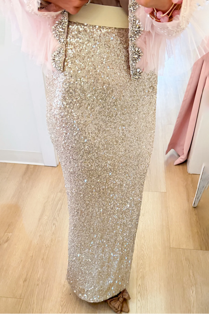 Ivory Sequin Maxi Skirt