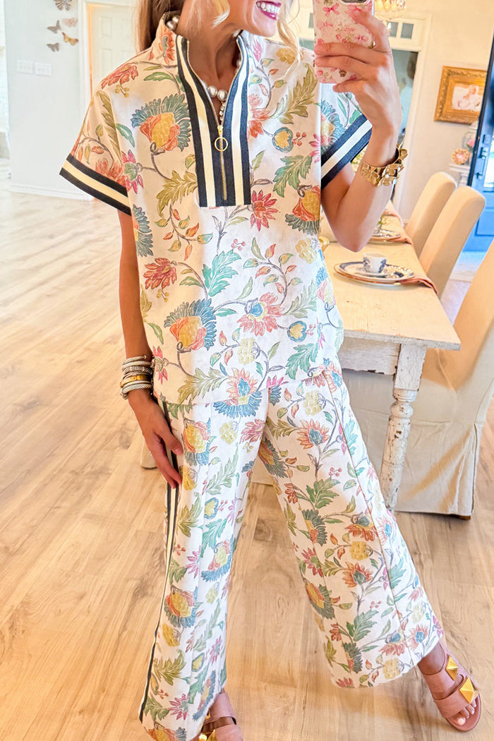 Floral Wide Leg Pant Set