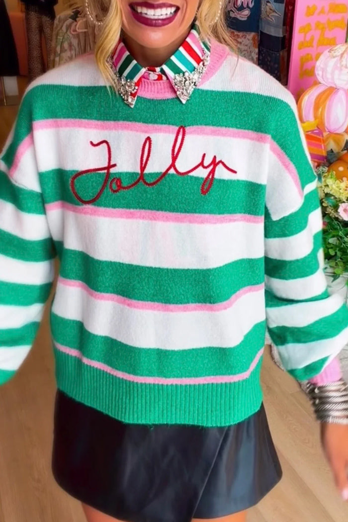 Long Sleeve Stripe Knit Sweater