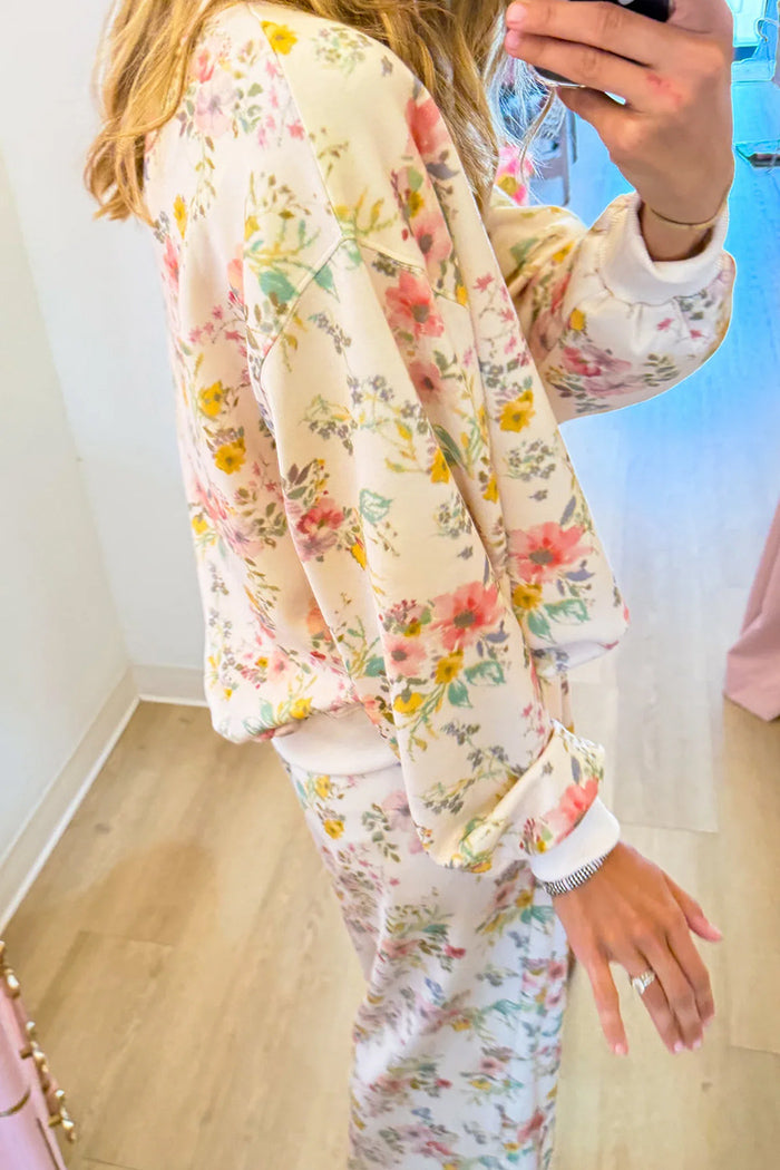 Floral Mock Neck Wide Leg Set