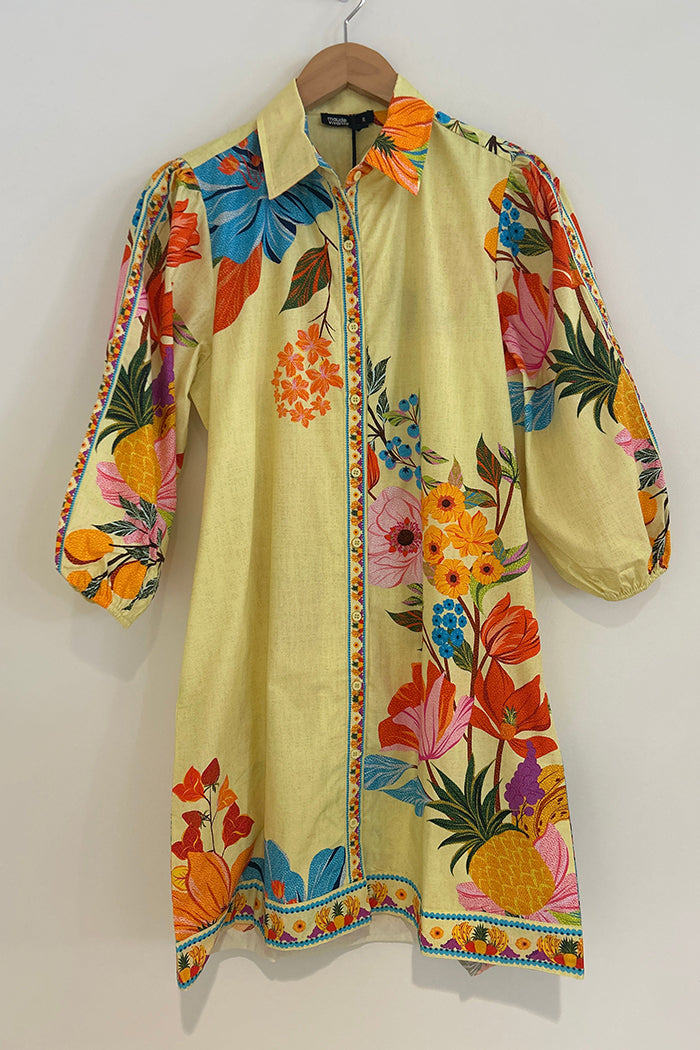Button Front Floral Shirt Dress
