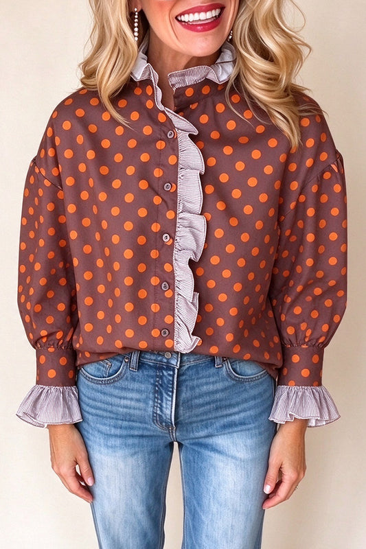 Polka Dot Ruffle Top