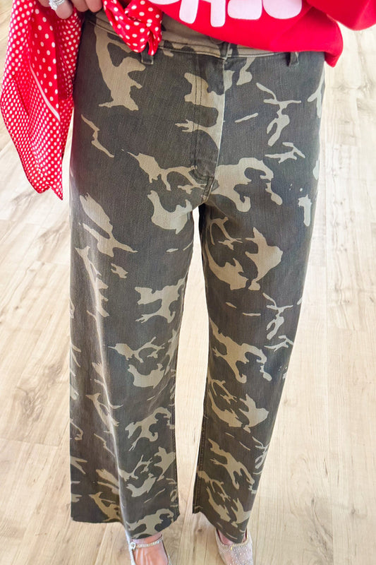 Camo High Waisted Wide Leg Pants