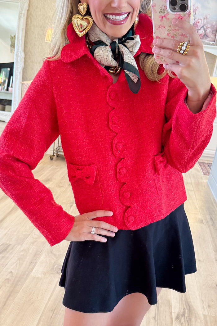Red Scallop Tweed Jacket