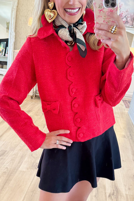 Red Scallop Tweed Jacket