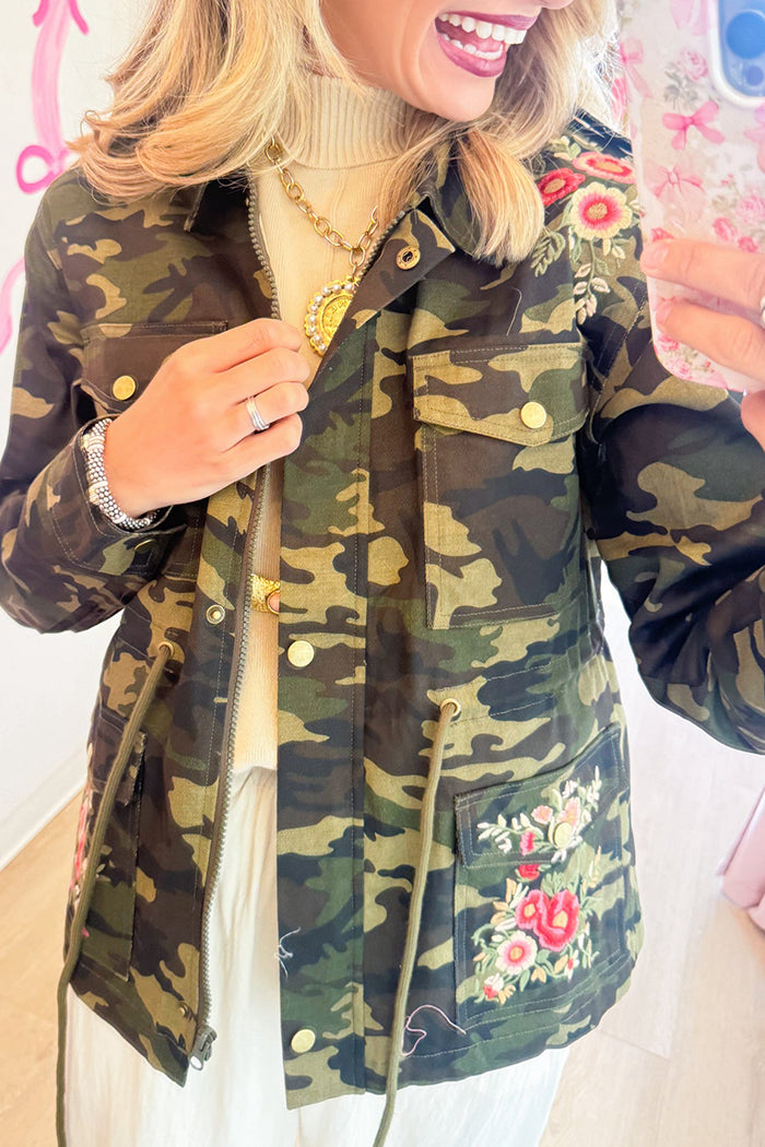 Camo Floral Embroidered Jacket