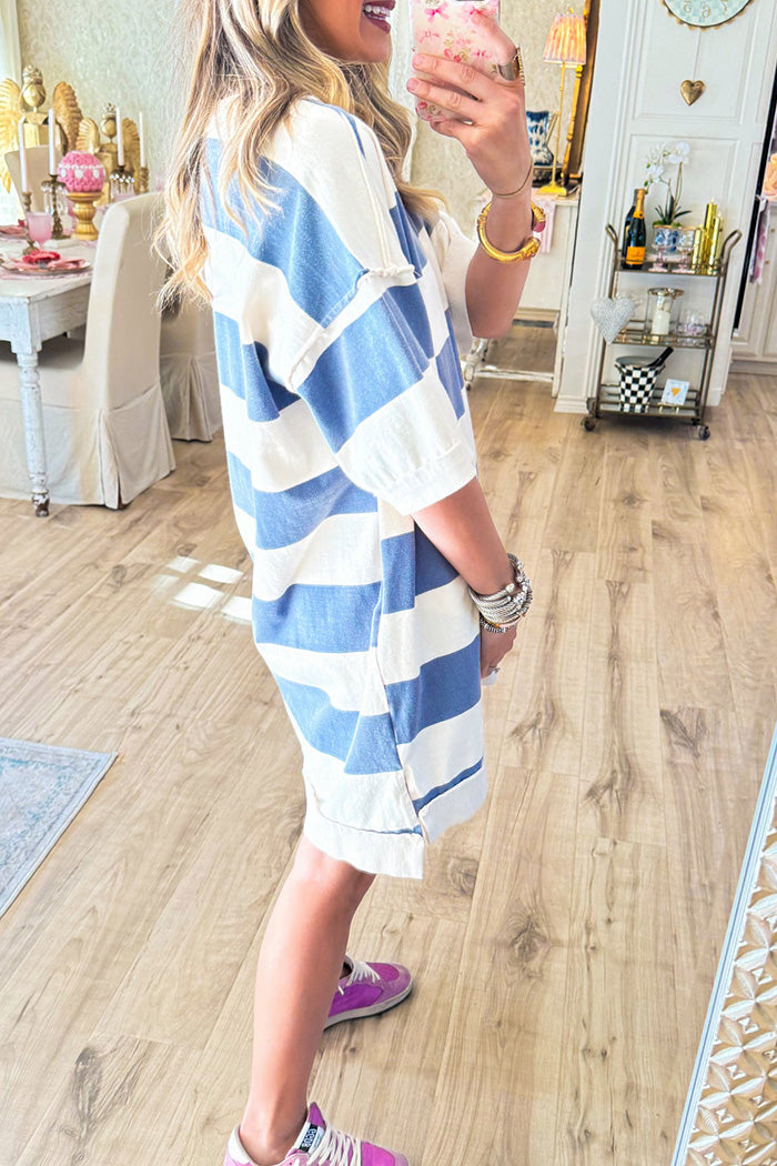 Blue Stripe T-Shirt Dress
