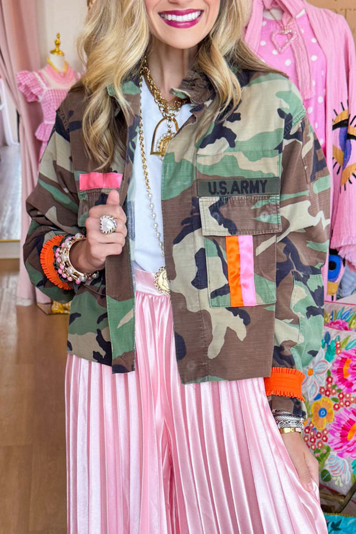 Camo Stripe Cropped Jacket