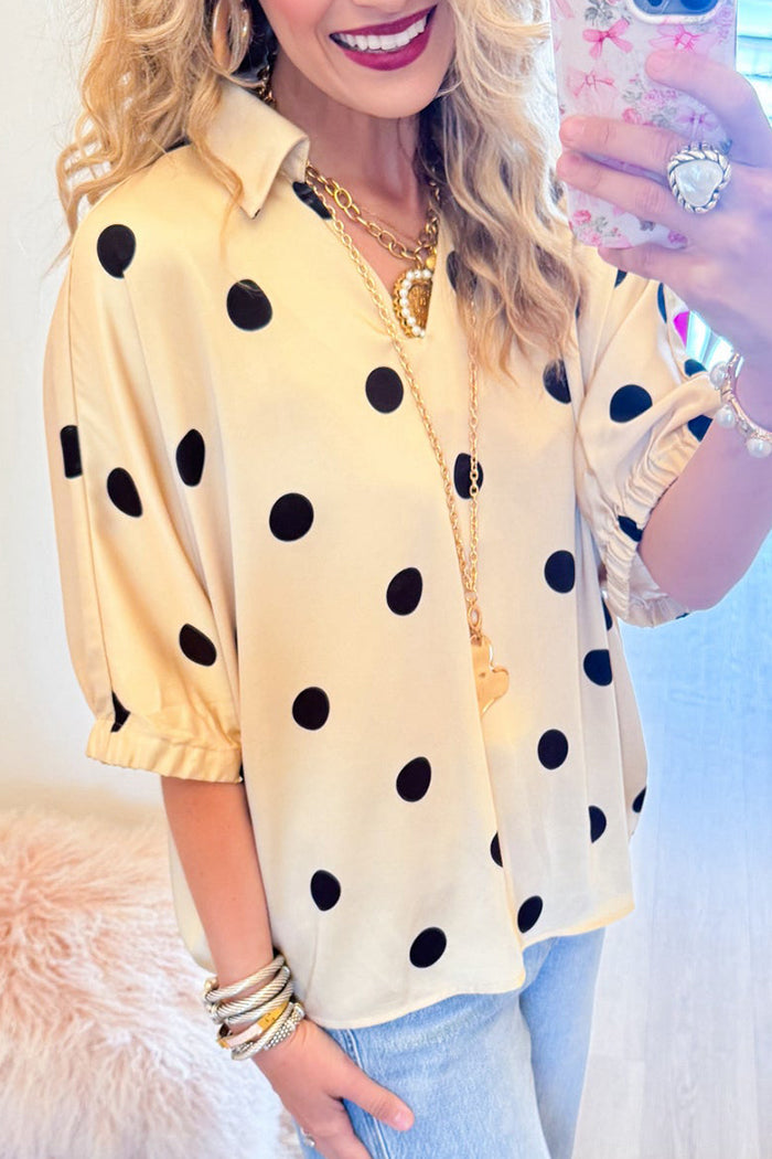 Polka Dot Dolman Sleeve Top