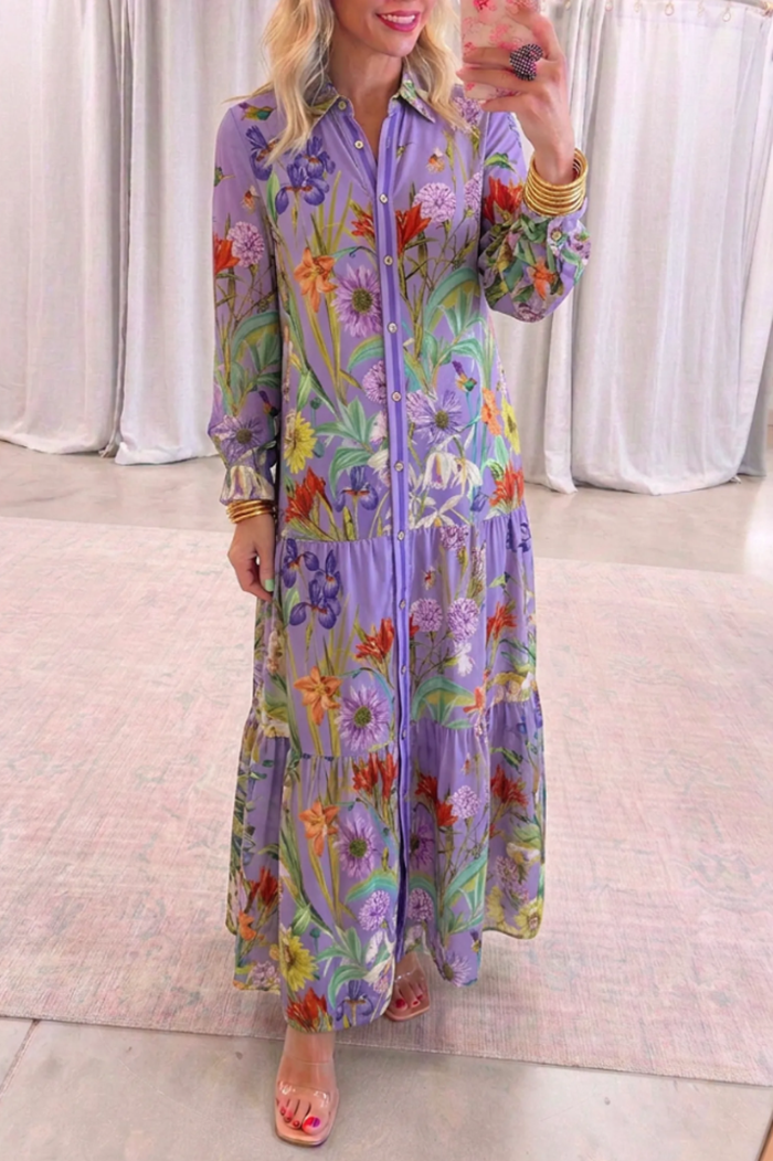 Casual Floral Print Midi Dress