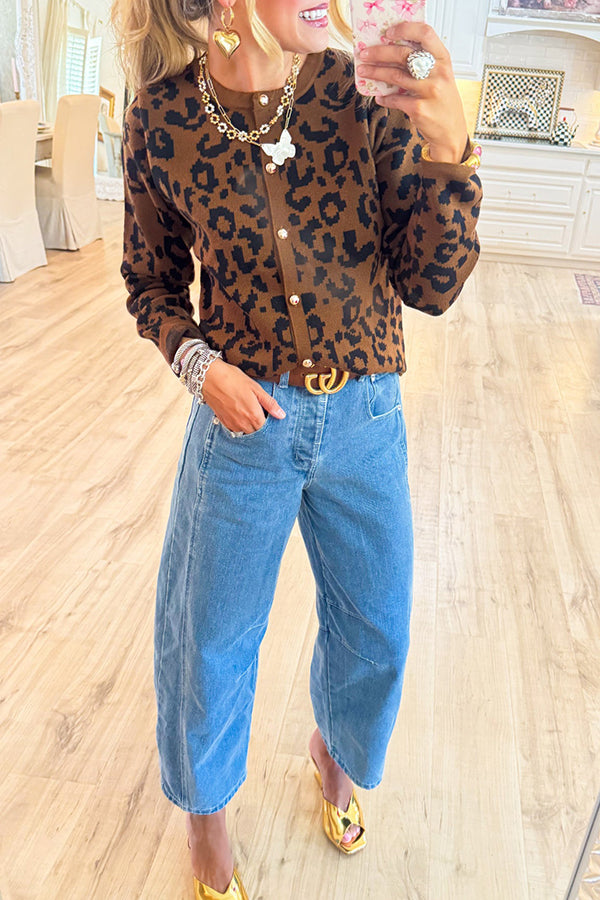 Causal Leopard Button Caridgan