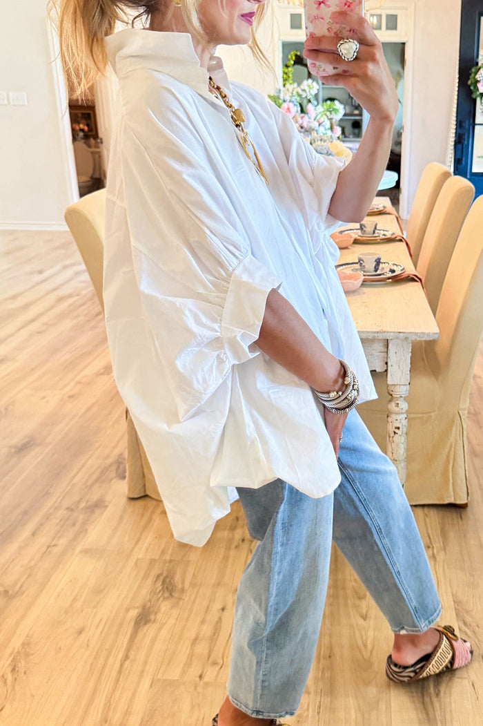 Casual White Button Down Top