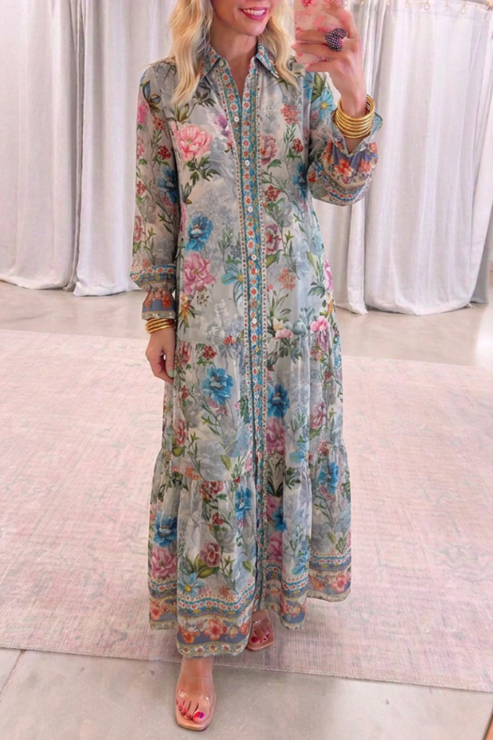 Casual Floral Print Midi Dress