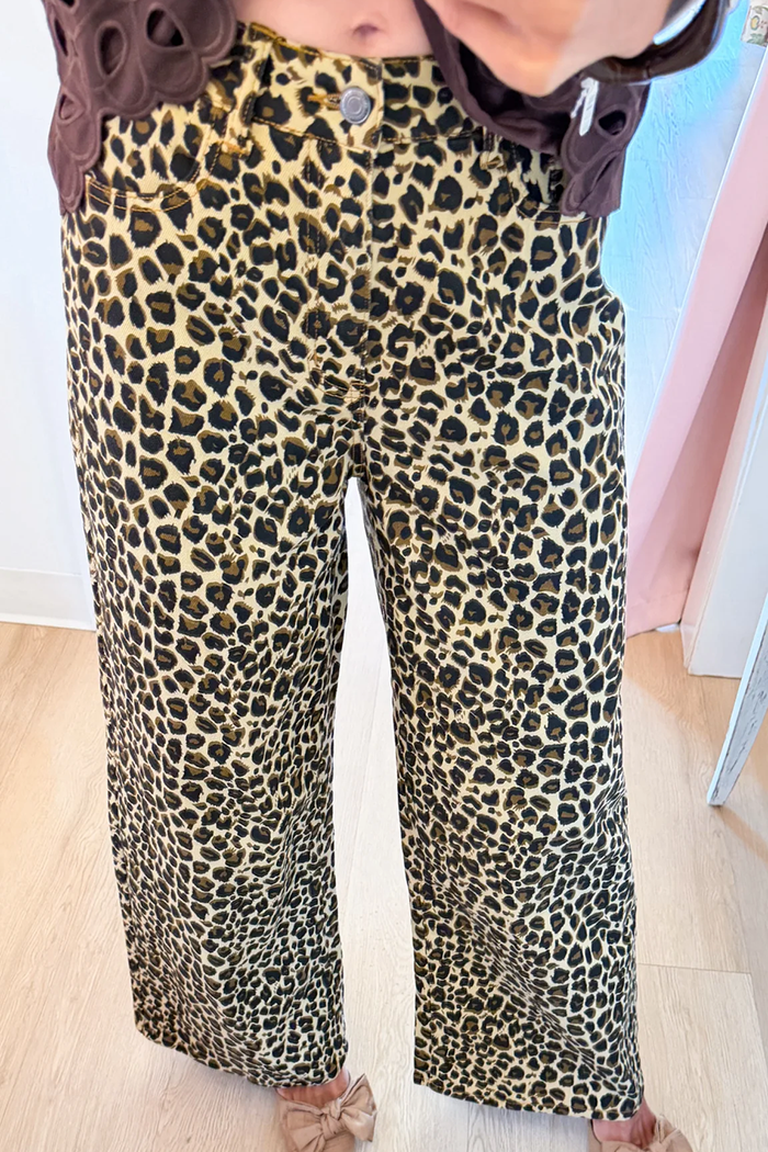 Leopard Wide Leg Jeans