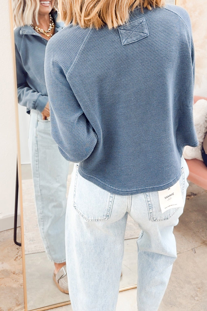 Half Snap Button Casual Top