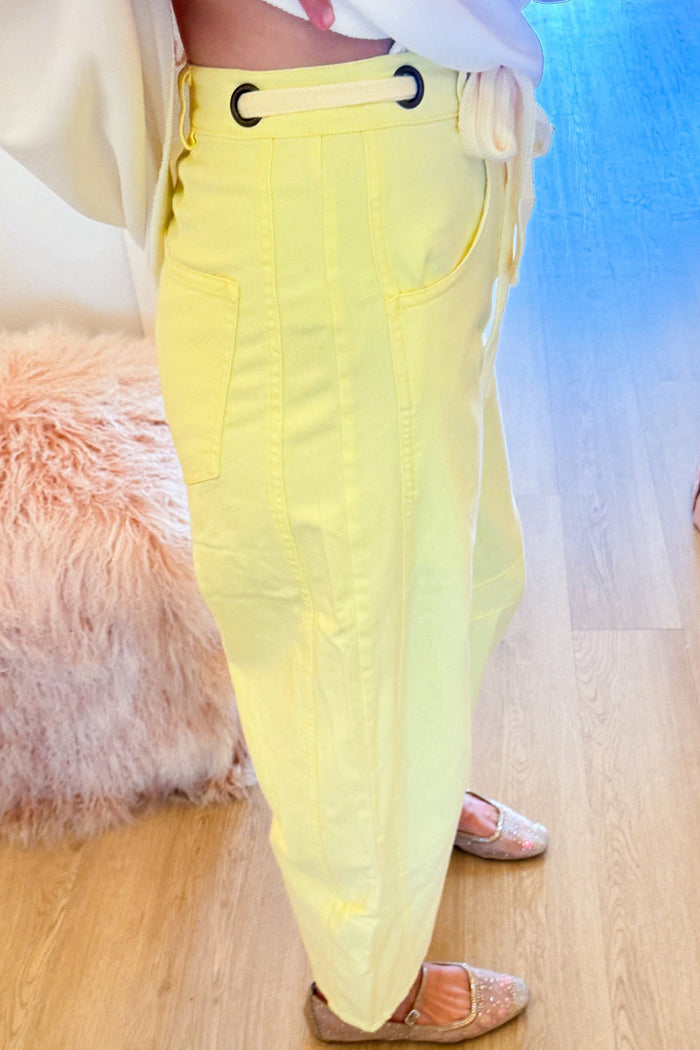 Light Yellow Barrel Jeans