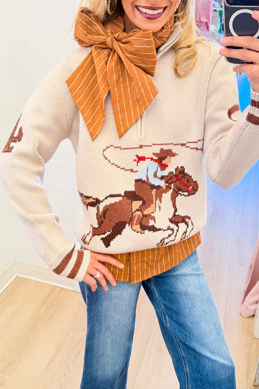 Beige Cowboy Quarter Zip Top