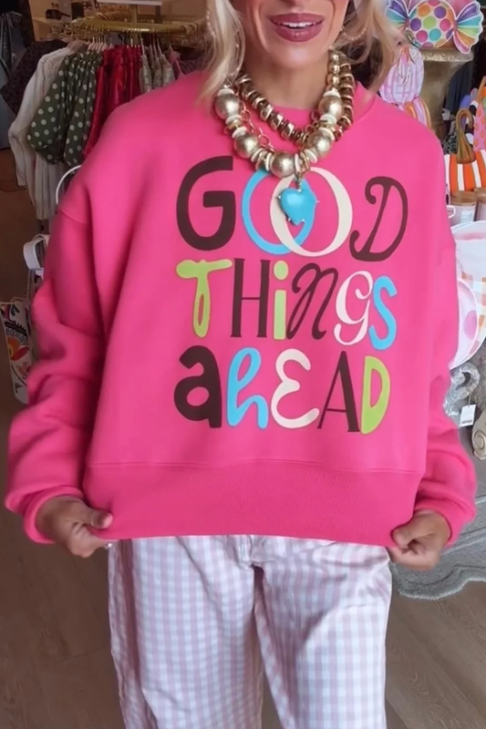 Graphic Print Round Neck Long Sleeves Cropped Sweatshirt