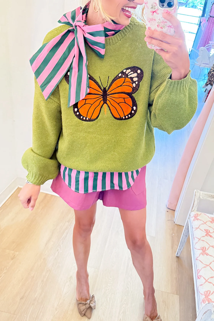 Green Butterfly Knit Sweater