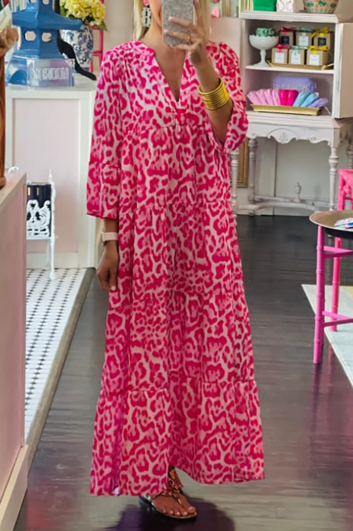 Pink Animal Print Maxi Dress