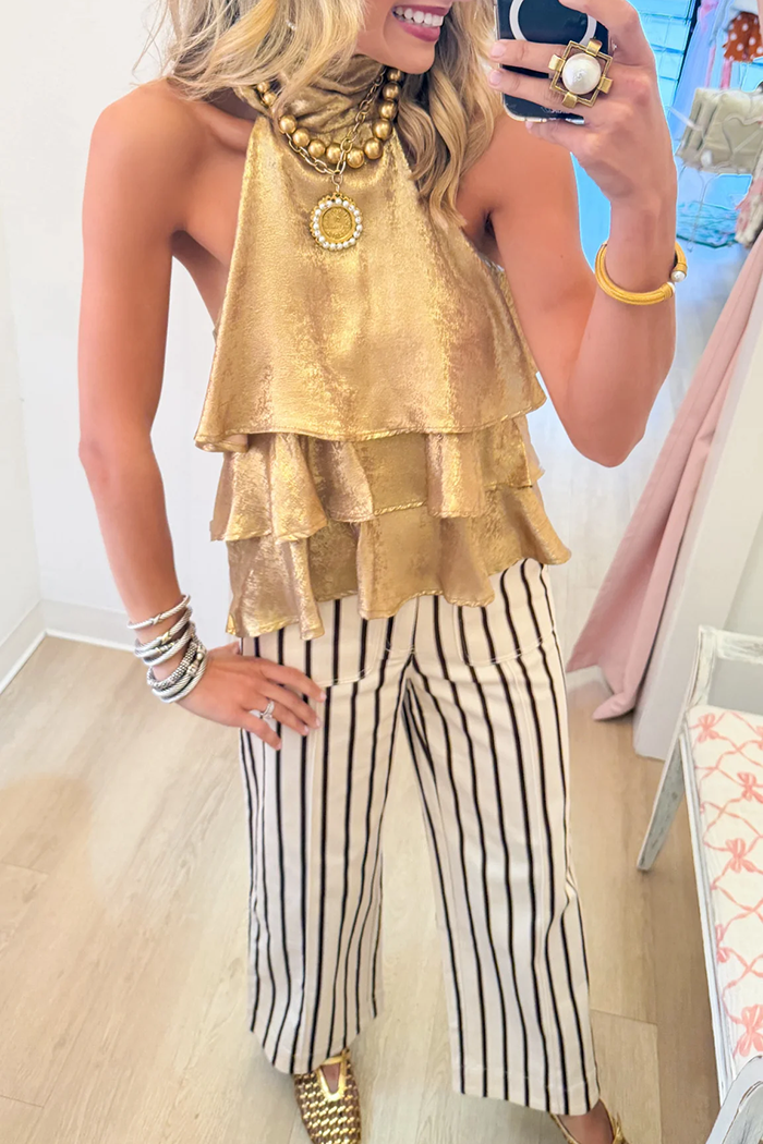 Brown White Stripe Pants