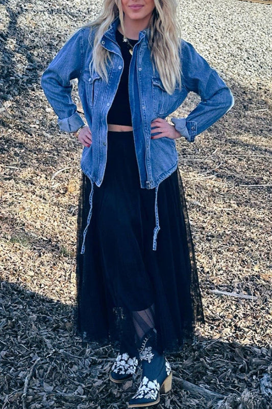 Casual Drawstring Denim Jacket