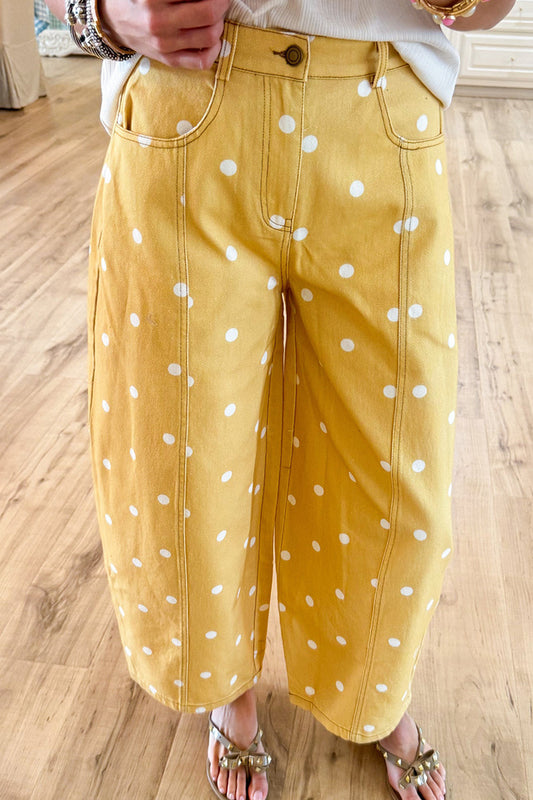 Yellow Polka Dot Barrel Jeans