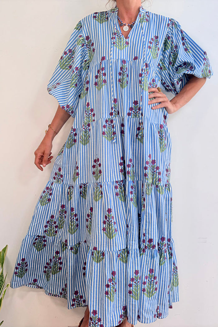 Floral Tiered Balloon Sleeve Dress