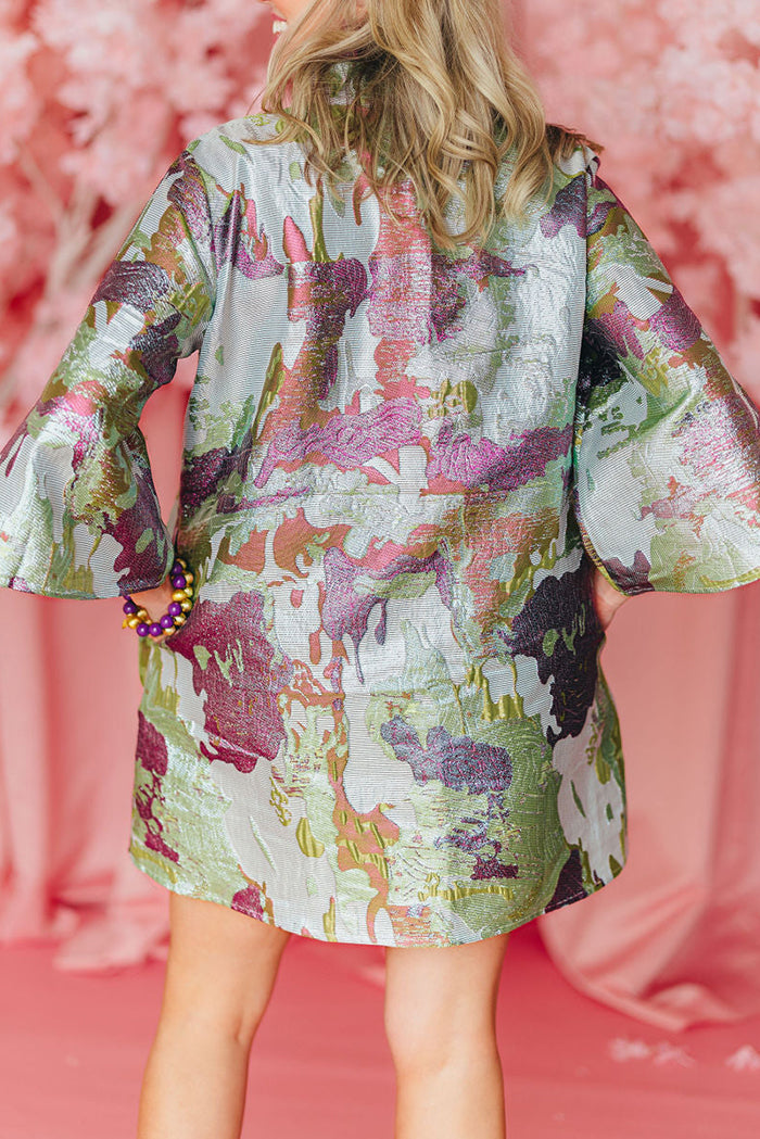 Oversized Bell-Sleeve Printed Dress