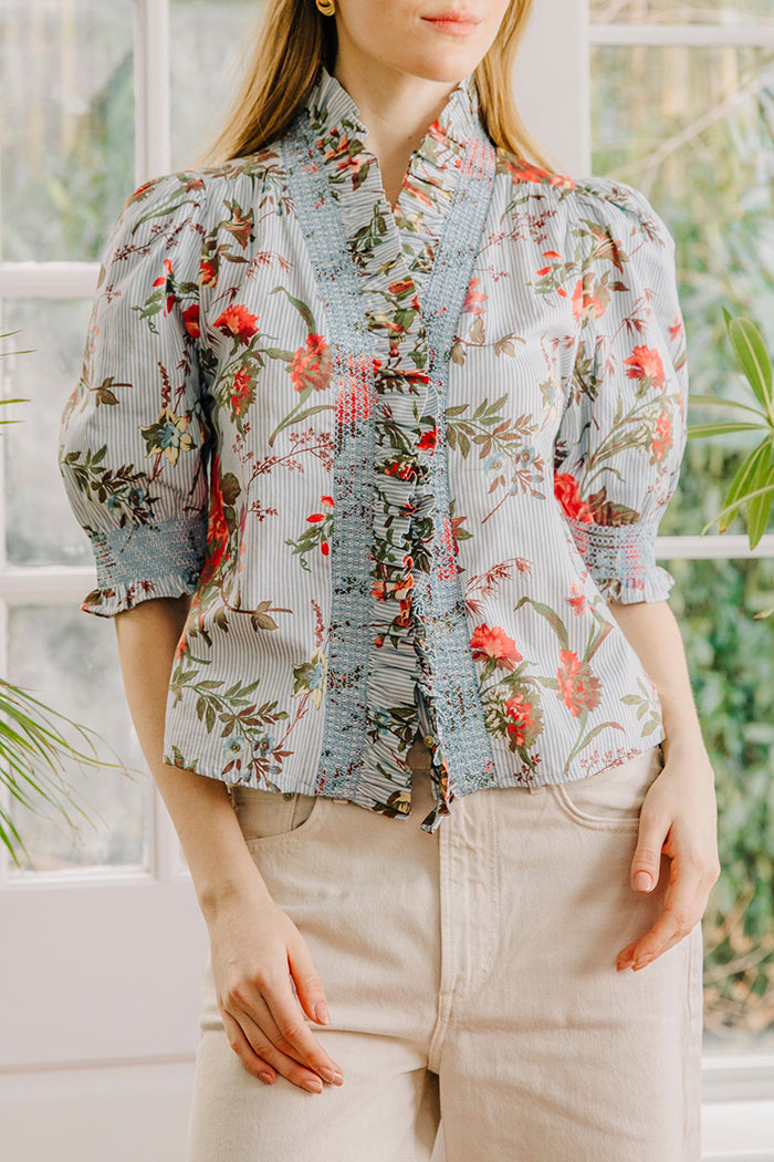 Ruffled Puffed Short Sleeve Top
