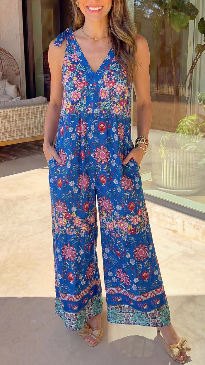 Casual Cotton-Linen Pocket Jumpsuit