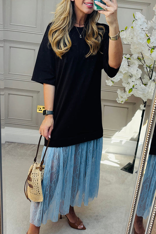 Casual Lace Hem Maxi Dress