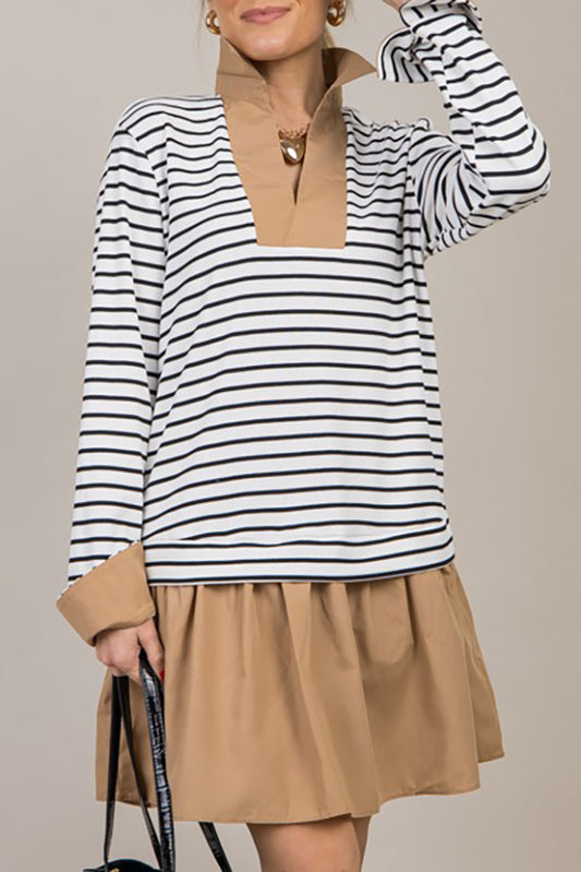 V-Neck Stripe Contrast Dress