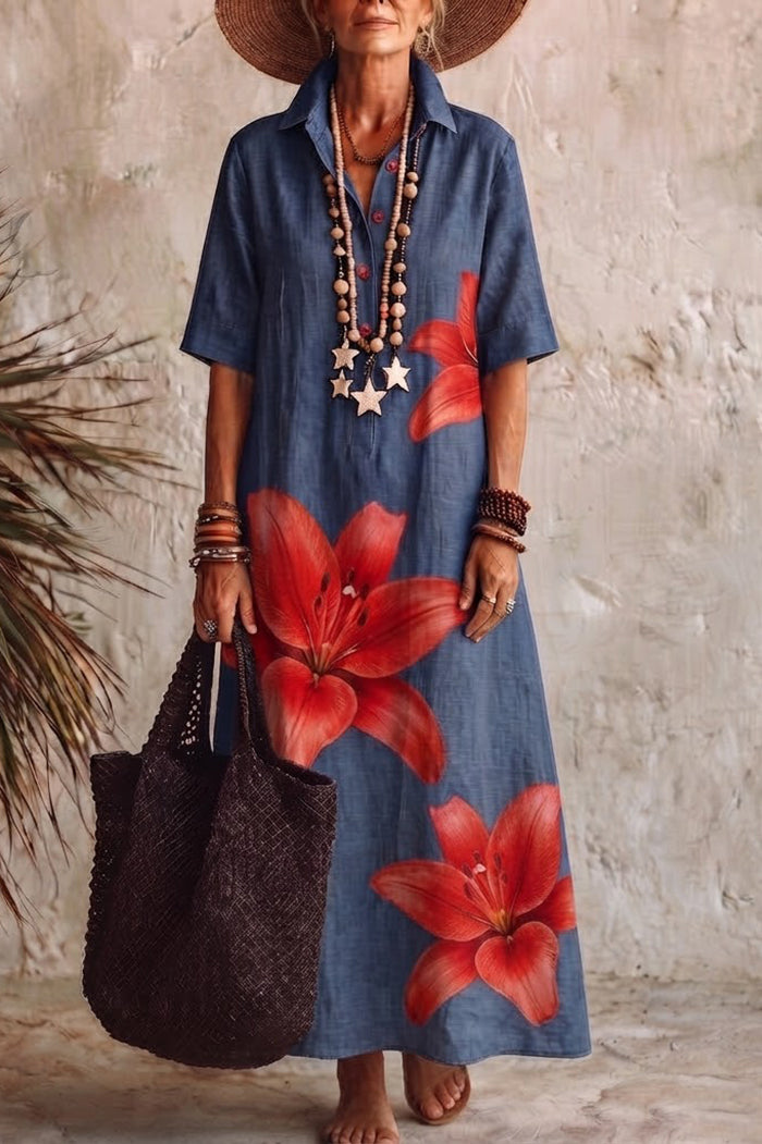 Casual Floral Print Maxi Dress