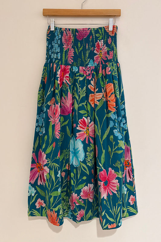 Bold Botanical Print Skirt