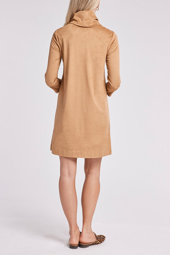 Pocketed Cowl Neck 3/4 Sleeve Dress