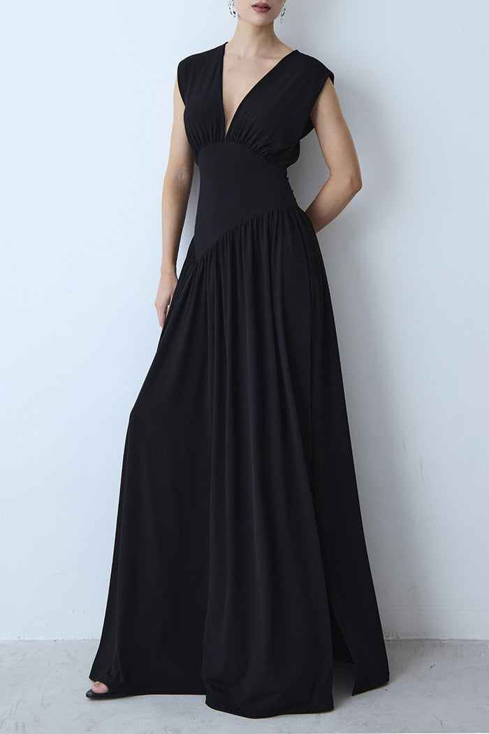 Deep V-Neck Slit Maxi Dress
