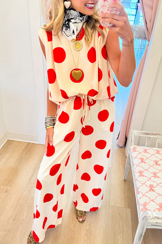 Polka Dot Sleeveless Pant Set