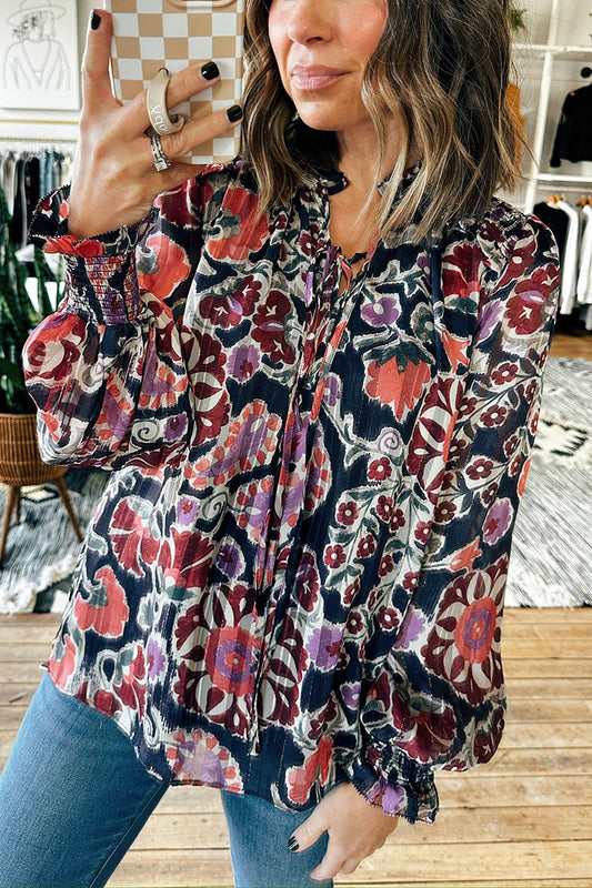 V-Neck Ruffled Tie Top