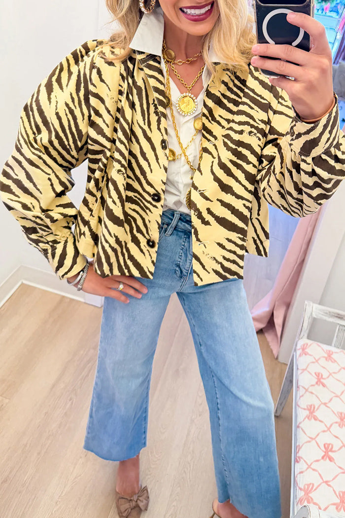 Zebra Print Button Jacket